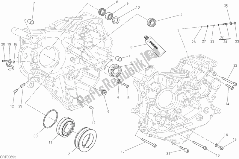 All parts for the 10a - Half-crankcases Pair of the Ducati Monster 1200 S USA 2016